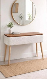 Hanah Home Sole - Aparador Blanco con Tela Teddy